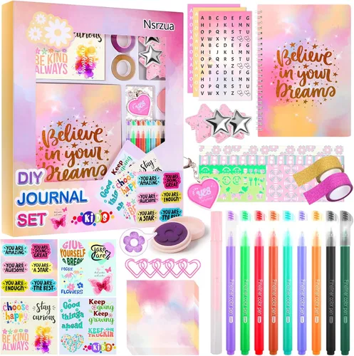 Vista 10 de Nsrzua DlY - Kit de diario para niñas, álbumes de recortes para niñas de 8 Azul
