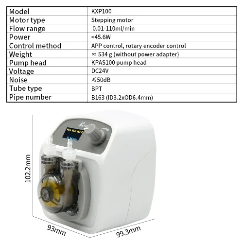 Vista 2 de Kamoer KXP100 0.0-3.7 fl oz/min Bomba peristáltica programable inteligente de bajo flujo