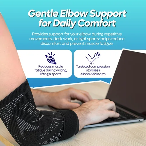 Vista 5 de Caspe Codera, manga de compresión ajustable con correa, codera de tenis para hombres y mujeres, tendinitis, levantamiento de pesas, entrenamientos