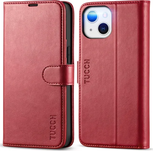 Vista 20 de TUCCH Funda Tipo Billetera para iPhone 13 (6.1") 2021, con Bloqueo RFID, con Soporte para 3 Tarjetas, de Piel Sintética, Tipo Folio