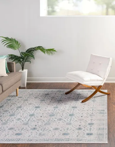 Vista 7 de Unique Loom Timeless Collection - Alfombra de área - Florencia (2' x 3' 1", rectangular, gris/marfil)