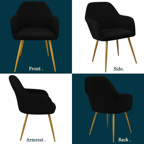 Vista 7 de Yonus - Fundas para sillas de comedor Parsons, juegos de fundas para sillas, fundas para sillones, fundas protectoras extraíbles, fundas para Negro