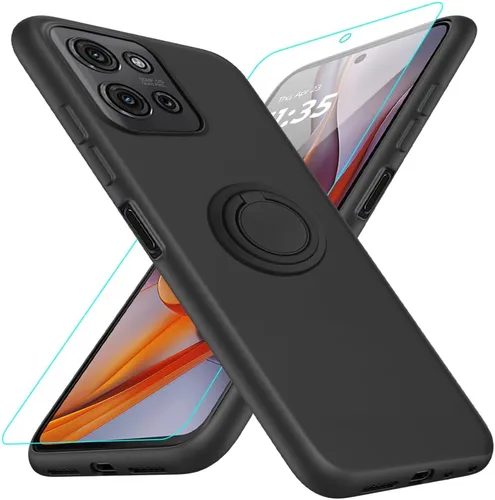 Vista 20 de Funda para Pinwheel Genesis 3 / BLU G64 Funda para teléfono con protector de pantalla HD, soporte de anillo giratorio de 360°, soporte de silicona