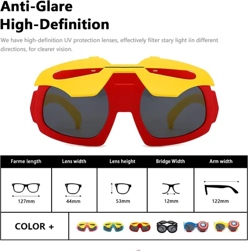 Vista 4 de WMAO Gafas de sol polarizadas para niñas y niños, 100% protección UV, lindo marco de silicona
