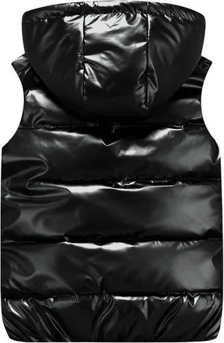Vista 6 de Happy Cherry Boys Shiny Quilted Vest, Teens Hooded Vest Zipper Sleeveless Jacket