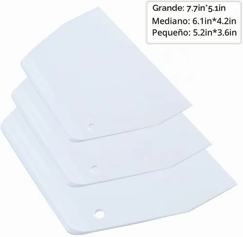 Vista 2 de Luckycivia - Raspador trapezoidal de plástico de 3 piezas, herramienta de cocina multifunción para masa de pizza, pasteles, pasteles (blanco)