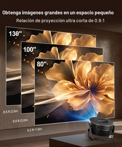 Vista 2 de Magcubic Proyector inteligente compatible con 2K, proyector portátil con WiFi 5 y Bluetooth 5.0, control de voz, Keystone automático, aplicaciones