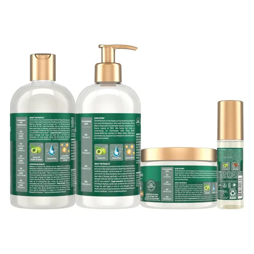 Vista 2 de Shea Moisture Amla Oil Bond Repair System Kit completo de rutina de fortalecimiento de 4 piezas para cabello dañado con tecnología HydroPlex