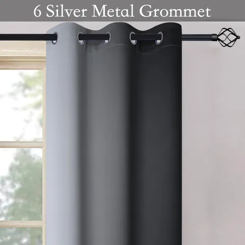 Vista 5 de SimpleHome Cortinas degradadas degradadas para oscurecer la habitación de 36 pulgadas de largo para dormitorio, con ojales y bloqueo de luz Negro