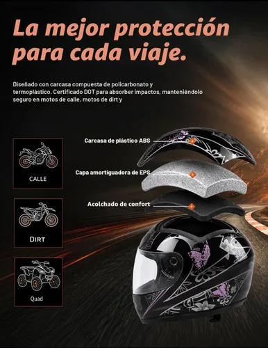 Vista 3 de TCMT Full Face Motorcycle Helmet for Adults Men Women