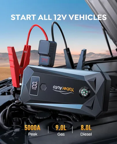Vista 2 de YaberAuto Arrancador de Batería 5000A Pico 21800mAh Arrancador de Batería Portátil (Motor de Gasolina 9.0L, Motor Diesel 8.0L), Arrancador