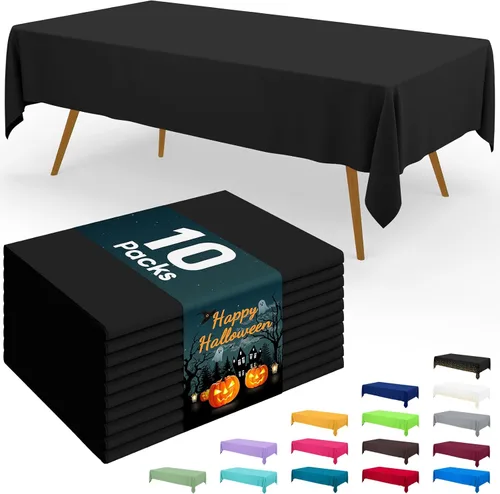 Vista 114 de Smiry - Juego de 6 manteles desechables, 54 x 78 pulgadas, manteles impermeables rectangulares para fiestas, cubierta de mesa de plástico