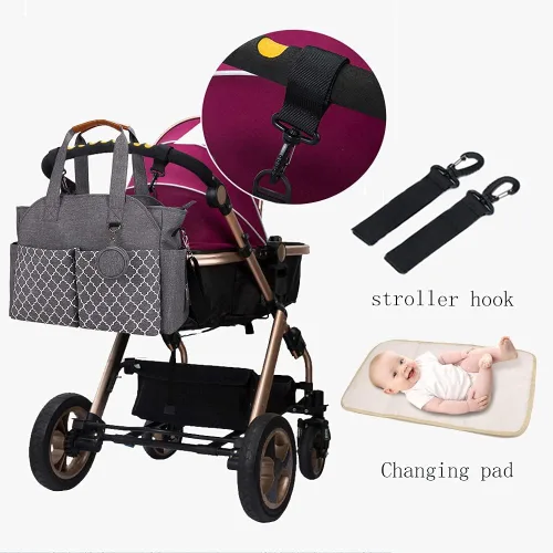 Vista 6 de Bolsa de pañales grande para bebé cambiador para mamá con cambiador