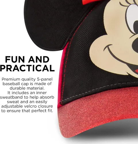 Vista 4 de Disney Gorra de béisbol para niñas de 2 a 7 años diseño 3D de Minnie Mouse