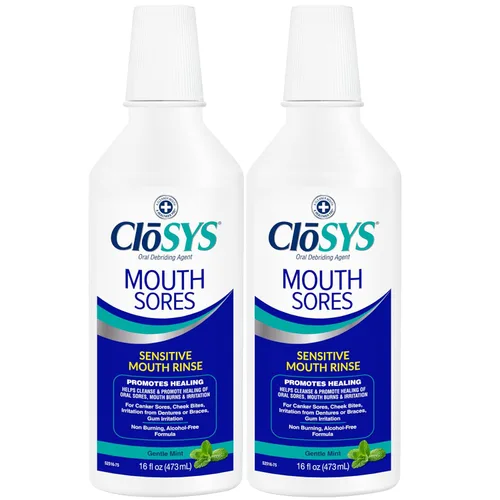 Vista 9 de CloSYS Enjuague bucal para llagas bucales limpia y cura las llagas orales y las aftas en la boca sin alcohol, enjuague bucal con peróxido