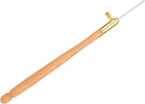 Vista 5 de Ganchos de madera francesa, aguja de bordado francés de ganchillo, mango con 3 agujas, juego de herramientas francesas antibordadas para bordar