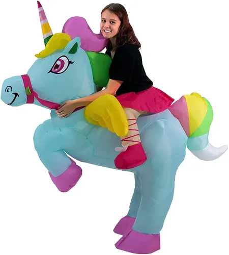 Vista 4 de HORYEE Inflatable Unicorn Costume - Adult Men Women Air Pumping Half Body Ride on Unicorn Cosplay Suit Adult - Unicorn