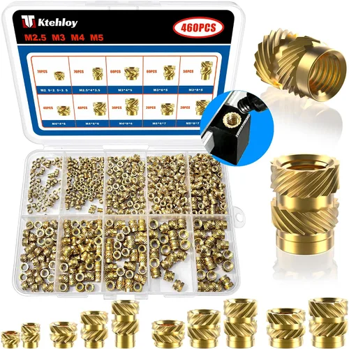 Vista 21 de 51 piezas de insertos roscados de 1/4"-20, kit surtido de tuercas moleteadas SAE de rosca hembra, inserto de calor de latón para impresión 3D piezas