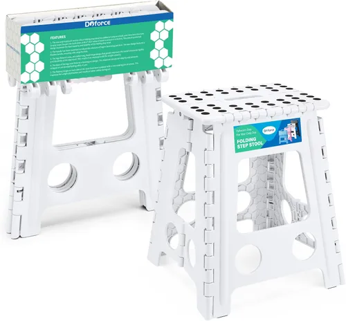 Vista 23 de Dyforce Taburete plegable de 9 pulgadas para niños y adultos, taburete de pie plegable y ligero para niños pequeños, cocina, baño, capacidad de 300