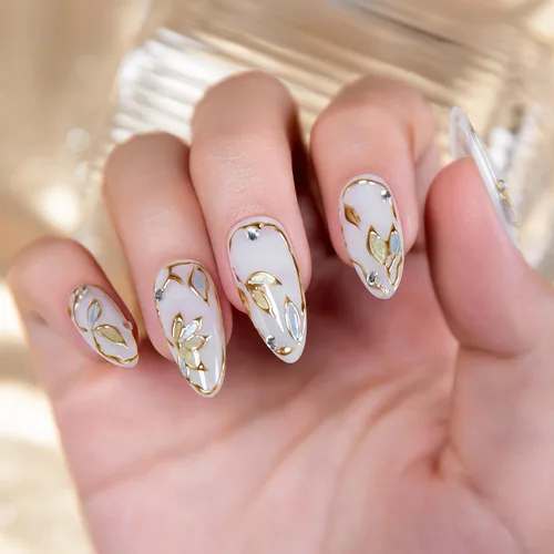 Vista 2 de RARJSM Esmalte de uñas de gel con pintura metálica oro bronce cromo 3D, efecto espejo reflectante brillante, gel de dibujo metálico pintado, 8 ml