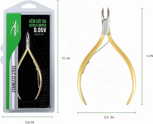 Vista 2 de NGHIA Pinza de cutícula premium D-05V Jaw 14 (acero inoxidable) - Herramientas profesionales para uñas