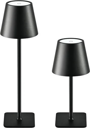 Vista 9 de Paquete de 2 lámparas de mesa inalámbricas recargables, funciona con pilas, lámpara LED táctil regulable con 3 temperaturas de color, lámpara