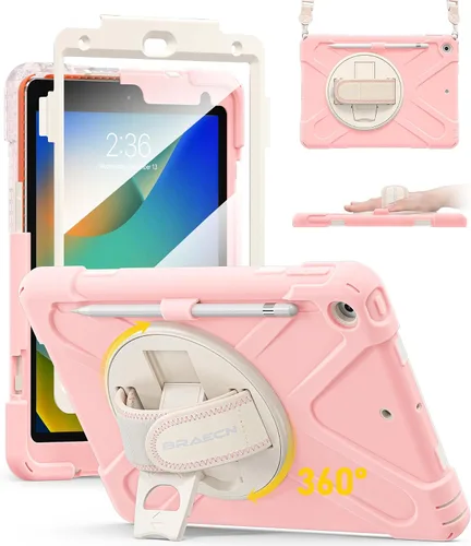 Vista 15 de BRAECN Funda para iPad de 9ª/8ª/7ª Generación, Funda Resistente a Prueba de Golpes con Protector de Pantalla, Soporte para Lápiz, Soporte para Tapa