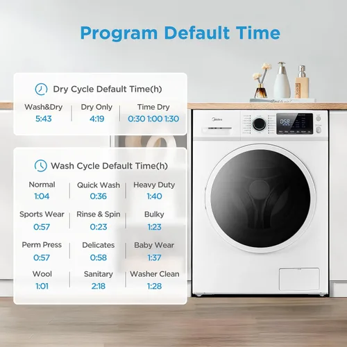 Vista 2 de Midea Lavadora secadora Combo 2.7 pies cúbicos 24" carga frontal todo en uno 1400 RPM blanco