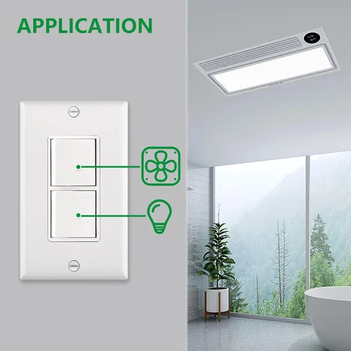 Vista 6 de Wengart Interruptor decorativo de combinación dúplex basculante con placa de pared, interruptor de luz doble de 15 amperios y 120 V, interruptor