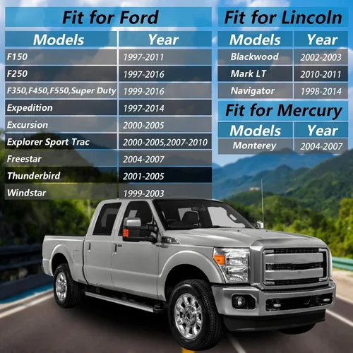 Vista 4 de 1 par de cilindros de cerradura de puerta con juego de llaves compatibles con Ford F150 F250 F350 F450 F550 Super Duty Excursion Explorer Freestar