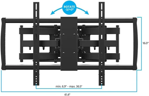 Vista 3 de Monoprice grampa de fijación para colgar en pared Movimiento completo Negro