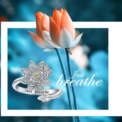 Vista 5 de DAOCHONG Anillo de plata de ley 925, anillos de flor de loto, resistentes al deslustre, ajuste cómodo, anillo de boda