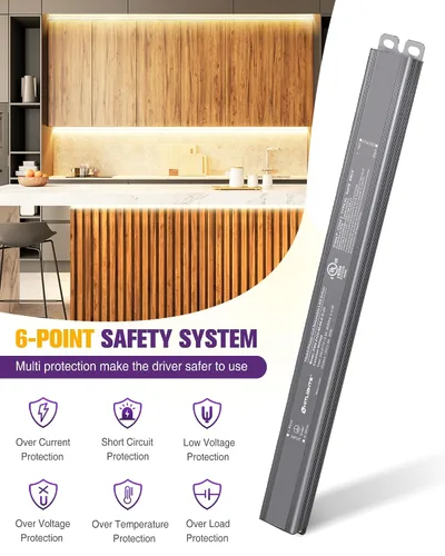 Vista 4 de HitLights Controlador LED regulable de 60 W, transformador electrónico, fuente de alimentación de 120 V CA a 12 V CC para tira de luz LED