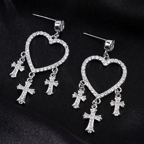 Vista 5 de Cross Earrings Love Zircon Drop Earrings Jewelry Gifts for Women Girls