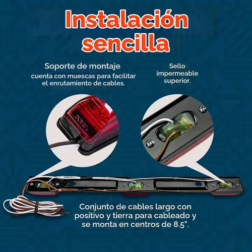Vista 5 de TRUE MODS 15 "3 rojo 9 LED barra de luz de remolque ID cola trasera