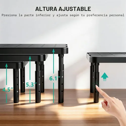 Vista 8 de WALI Soporte para monitor de computadora para escritorio, elevador Negro