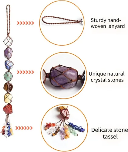 Vista 6 de Adornos colgantes de cristal hechos a mano para ventana de automóvil, 7 chakras, decoración del hogar, adorno de Feng Shui, yoga, meditación