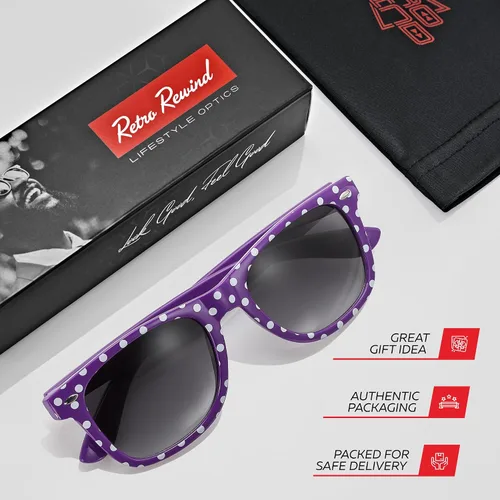 Vista 4 de Retro Rewind Gafas de sol vintage a la moda de lunares para mujer UV400
