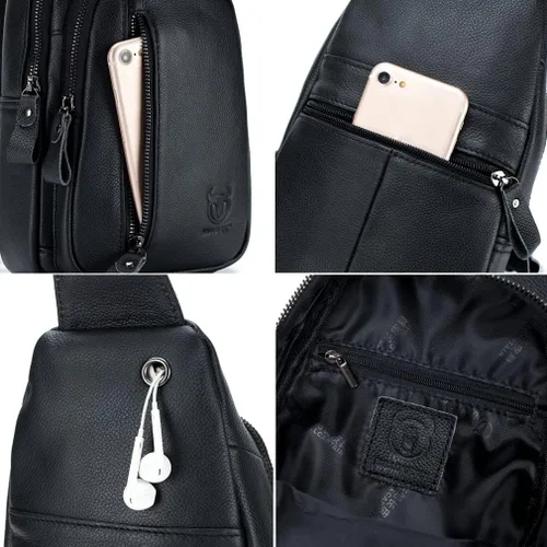 Vista 6 de KPYWZER Mochila de cuero para hombre