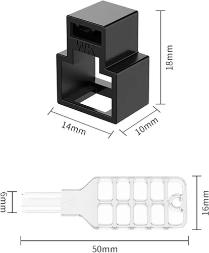 Vista 6 de 20 unidades de bloqueo de cable de red RJ45 con 1 llave, cable de red RJ45 con bloqueo, cable Ethernet con bloqueo, súper categoría 5 categoría 6