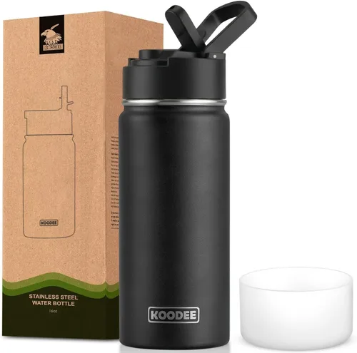 Vista 74 de koodee Botella de agua para niños, botella de agua de acero inoxidable de 12 onzas con aislamiento al vacío para la escuela, botella de agua de boca