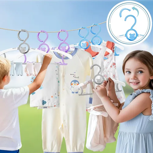 Vista 6 de Perchas infantiles de 11 a 14.5 pulgadas para armario de guardería, paquete de 40 unidades, multicolor