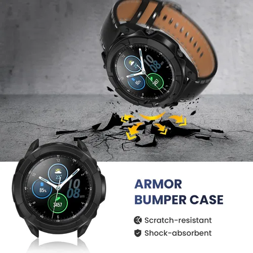 Vista 3 de Goton 3 en 1 Accesorios para Samsung Galaxy Watch 3 de 41 mm, 1 Carcasa de Armadura de TPU Resistente + 2 Películas Protectoras de Pantalla