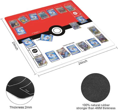 Vista 5 de Biouai Alfombra de juego para juego de cartas - Alfombra de juego con tubo para 2 jugadores Entrenador Juego Jugar (Rojo)