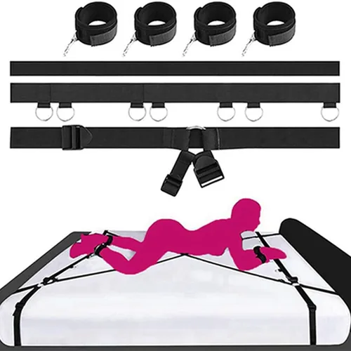 Vista 5 de Correas de cama King para adultos, correas de amarre para adultos, juguetes de dormitorio, correas de cama para tamaño Queen, correas de cama