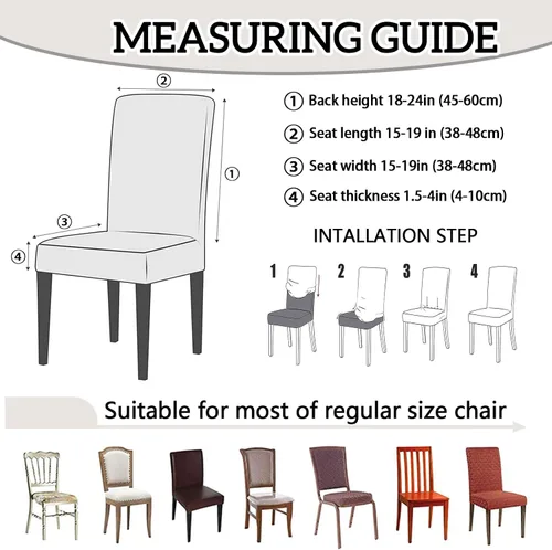 Vista 5 de MCALK Juego de 4 fundas para sillas de color gris abstracto y camino de mesa, fundas elásticas para sillas grises para cocina, protector de silla