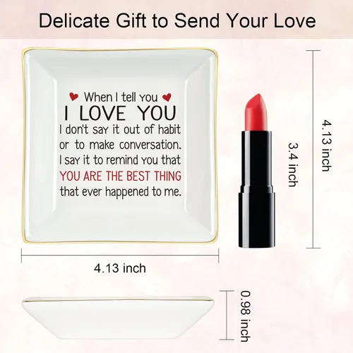 Vista 7 de Homlouue Regalos para el día de San Valentín para ella, plato para anillos de novia, regalo de When I Tell You I Love You para mujeres, idea