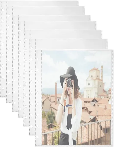Vista 8 de Paquete de 25 hojas de repuesto para álbumes de fotos, fundas para 50 fotos, fundas para fotos de 5 x 7 pulgadas, 7 bolsillos para carpetas