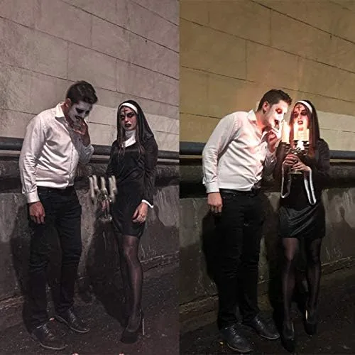 Vista 6 de ReneeCho Disfraz de monja para mujer, disfraz de fiesta de Halloween para adultos