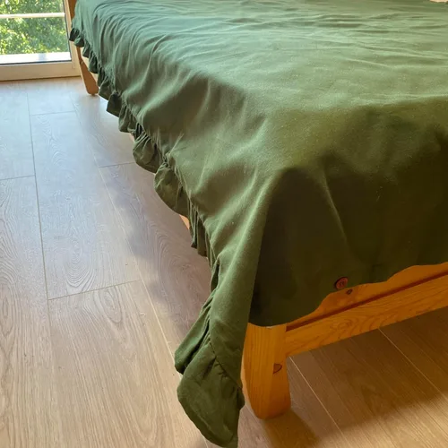 Vista 2 de Green Hemp Duvet Cover with Ruffles 1pc - only Duvet Cover (US Double 80x80")